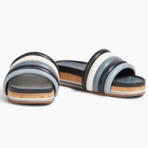 Tory Burch Quilted Leather Platform Sandal Slide | Navy Nautical